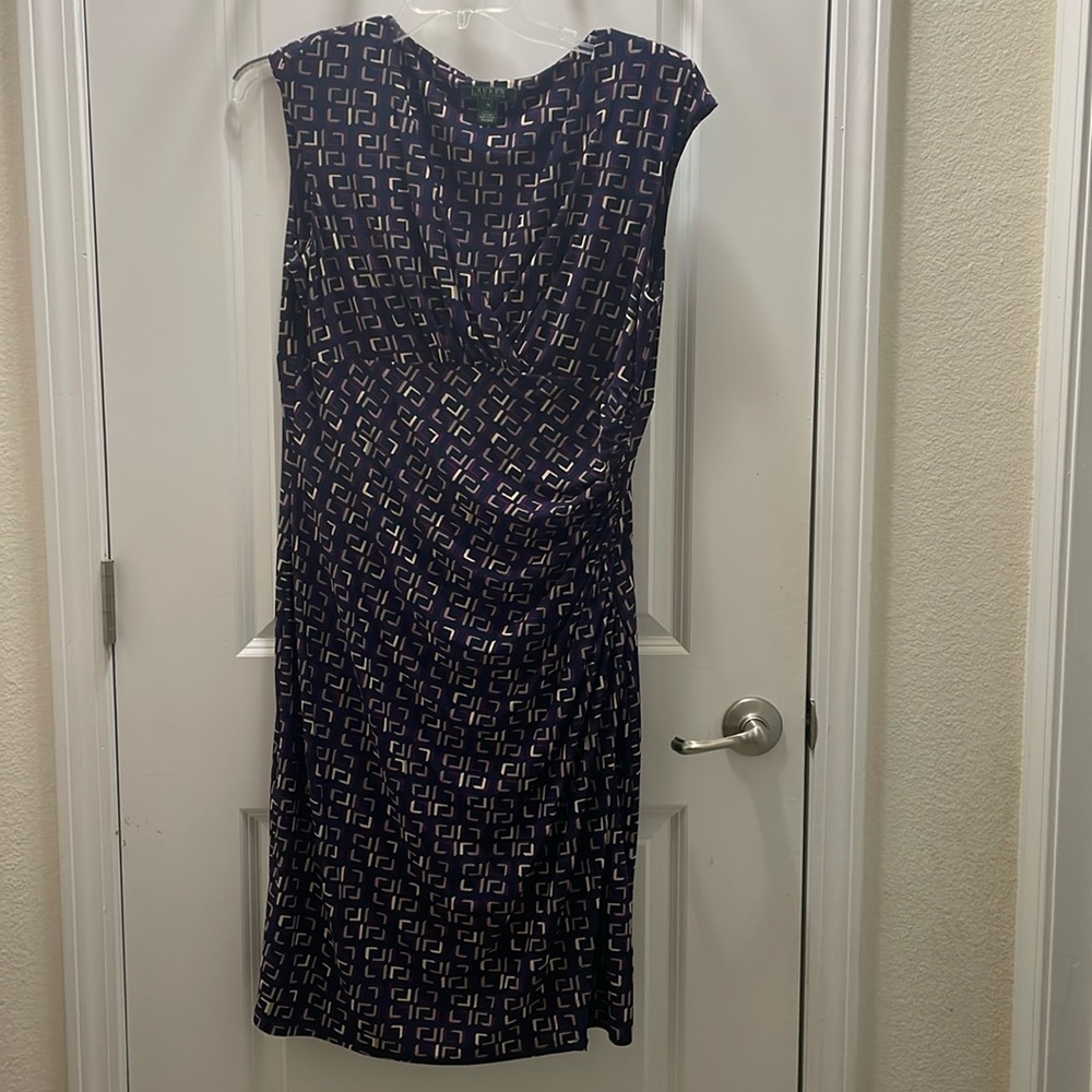 Lauren, Ralph Lauren,‎ dress, black and purple ladies size 14 geometric design